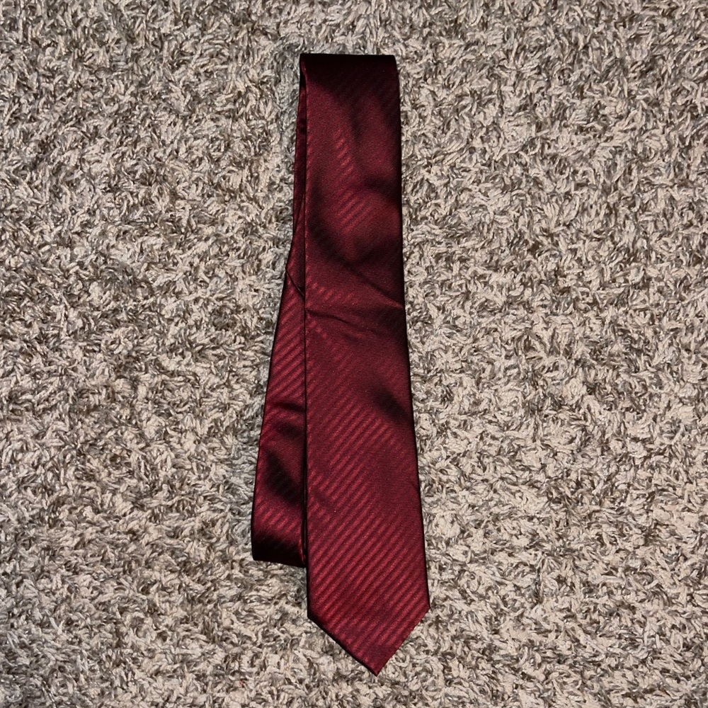 Alfani Self-Tied Red Striped Necktie